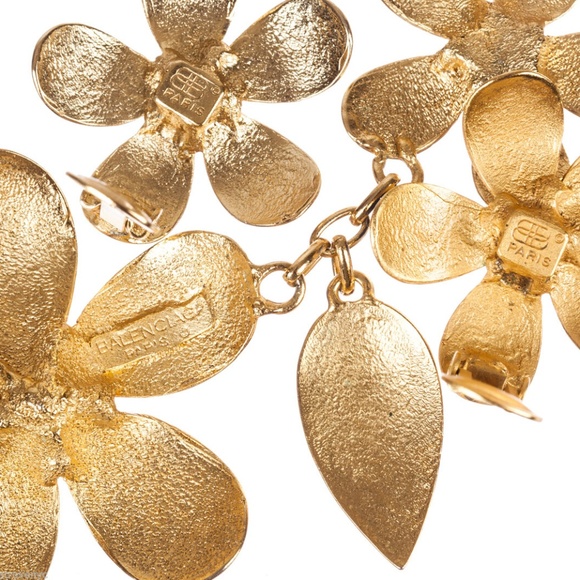 Balenciaga Two-Piece Gold and Blue Enamel Flower S - Picture 7 of 7